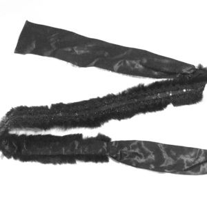 Satin rabbit fur trim belt
